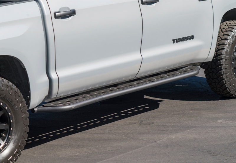 Cali Raised 2022 Toyota Tundra Rock Sliders - Hybrid / Kick Out / Raw Sf + BedLiner