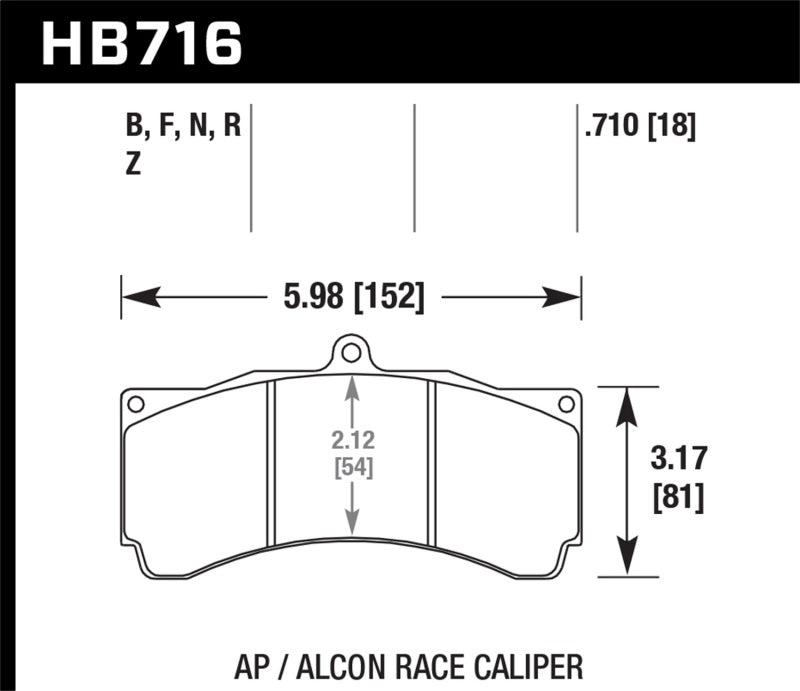 Hawk AP Racing/Alcon Universal DTC-70 Race Brake Pads