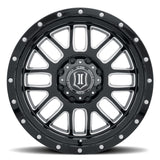 ICON Alpha 20x9 5x150 16mm Offset 5.625in BS Gloss Black Milled Spokes Wheel