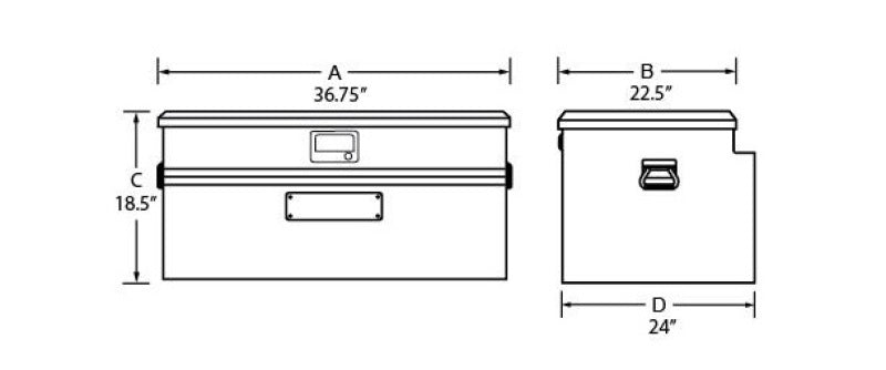 Tradesman Aluminum Flush Mount Truck Tool Box Full/Wide (36in.) - Brite