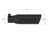 MBRP Universal Tip 3in O.D. Angled Rolled End 2 inlet 12 length - Black Finish