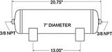 Firestone Air Tank 3 Gallon 7in. x 20.75in. (2) 3/8in. NPT Ports 150 PSI Max - Black (WR17609229)