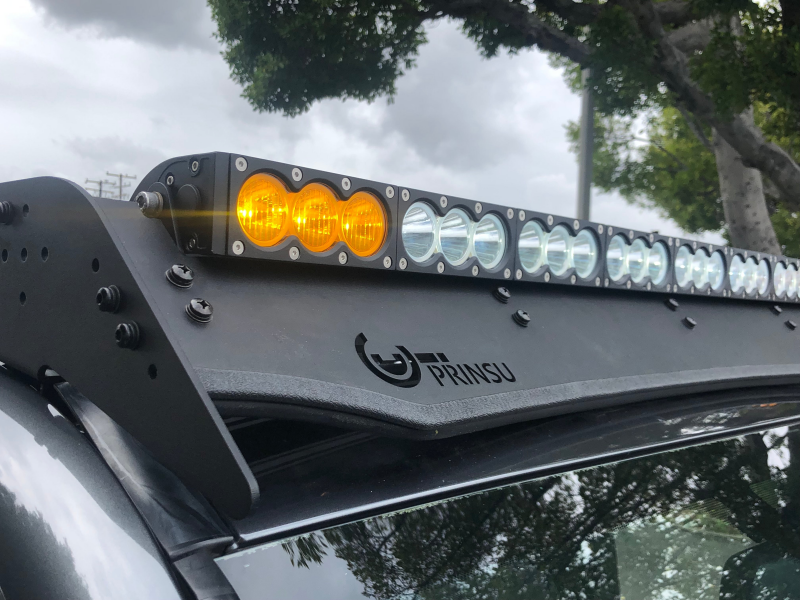 Cali Raised Dual Function Amber/White Led Light Bar Prinsu Mounting Bracket Kit - Wire Harness/SQ