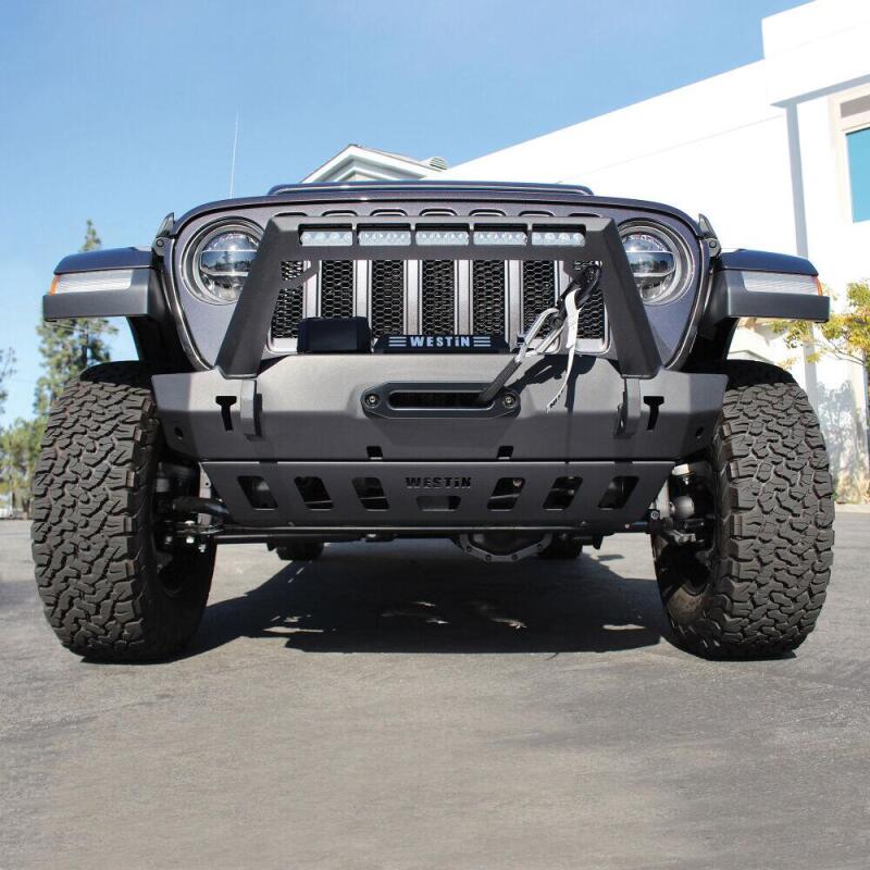 Westin 18-19 Jeep Wrangler JL Stubby Front Bumper - Textured Black