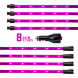 XK Glow Tube Single Color Underglow LED Accent Light Car/Truck Kit Pink - 8x24In