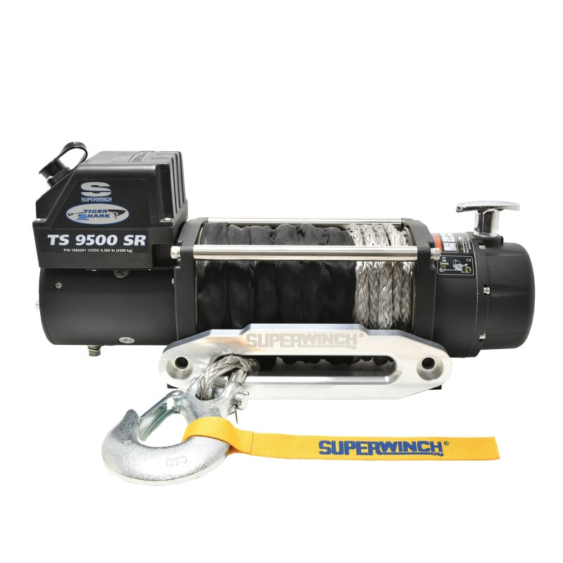 Superwinch 9500 LBS 12V DC 3/8in x 80ft Synthetic Rope Tiger Shark 9500 Winch