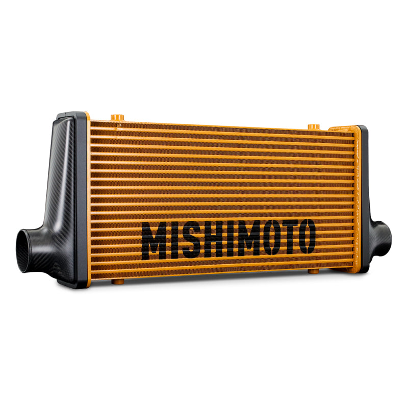 Mishimoto Universal Carbon Fiber Intercooler - Gloss Tanks - 525mm Gold Core - C-Flow - R V-Band