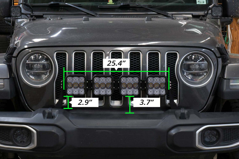 Diode Dynamics Jeep JL SS5 4-Pod CrossLink Grille Lightbar Kit Sport - Yellow Combo