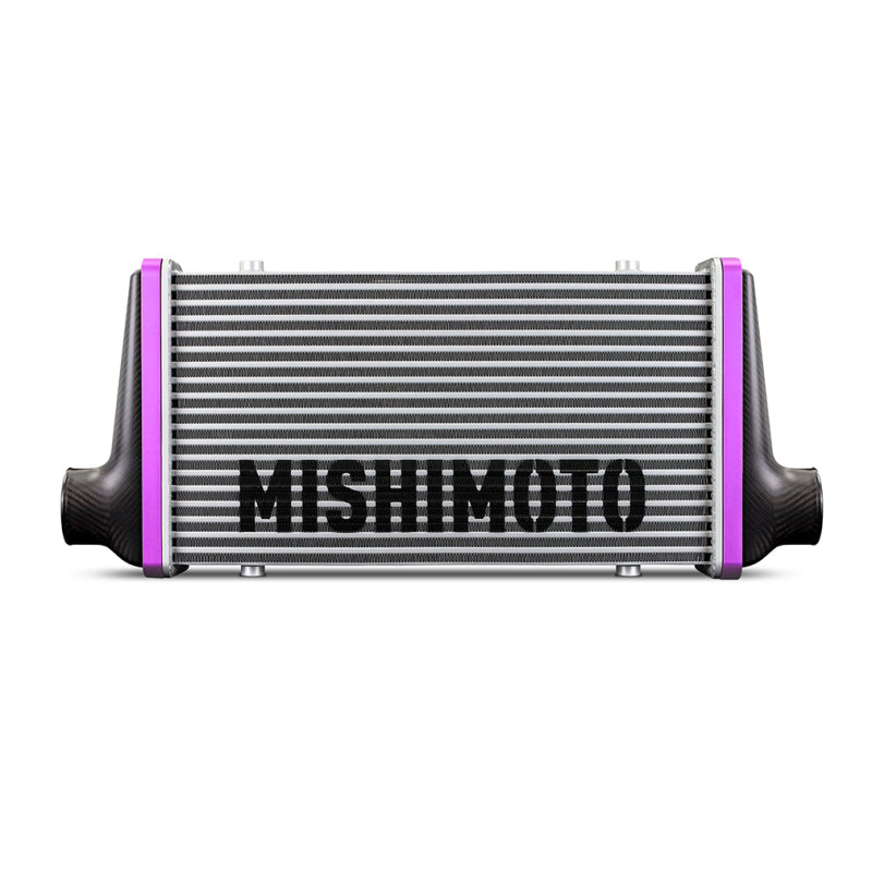 Mishimoto Universal Carbon Fiber Intercooler - Gloss Tanks - 600mm Black Core - C-Flow - DG V-Band