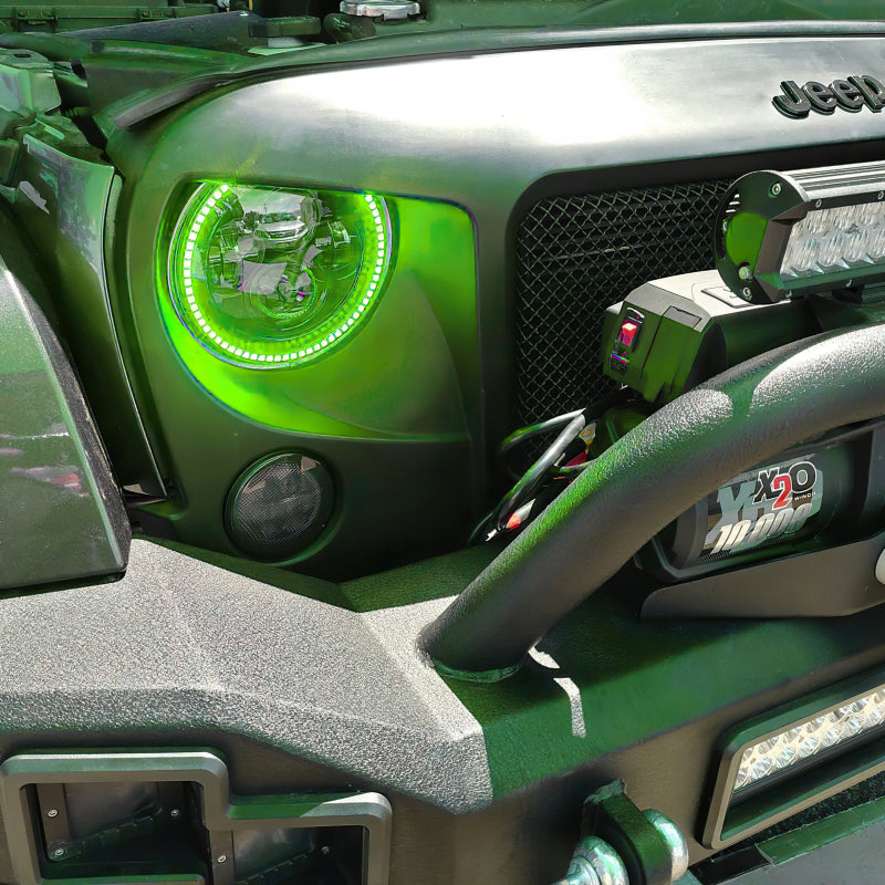 Oracle 7in High Powered LED Headlights - Black Bezel - Green