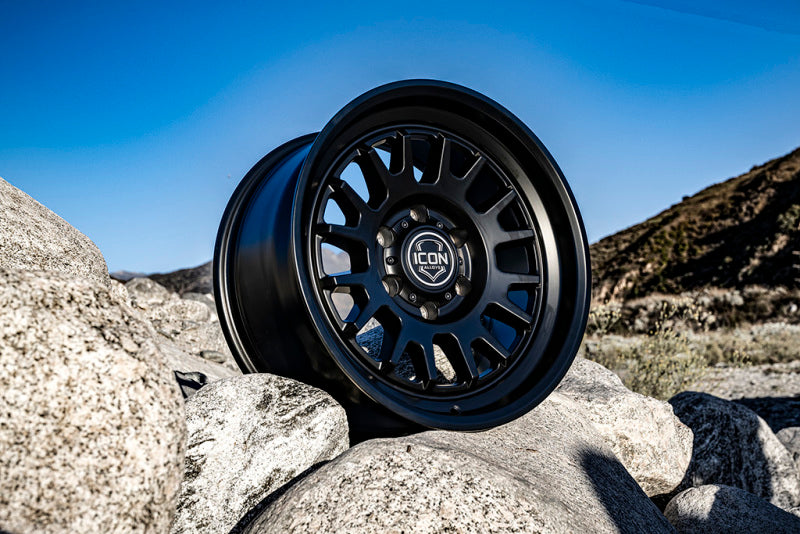 ICON Anza 17x8.5 5x5 -6mm Offset 4.5in BS 71.5mm Hub Bore Satin Black Wheel