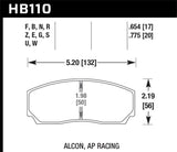 Hawk AP CP3307 / CP5040-5S4 / CP5200 (SC250) Caliper HT-10 Race Brake Pads