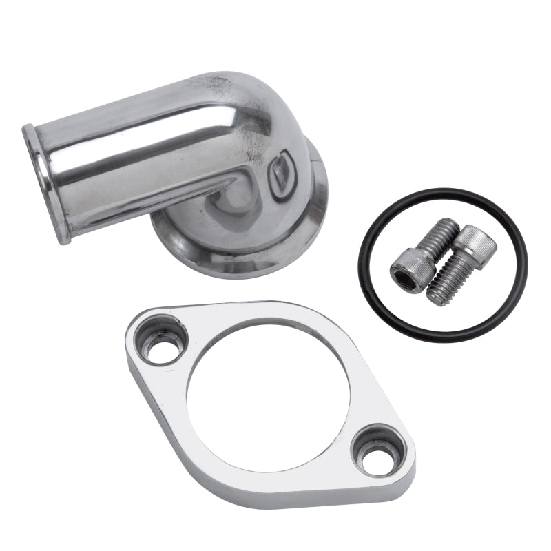 Edelbrock Waterneck Sbc/BBC 90-Degree Two-Piece Cast SwIVel Polished