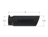 MBRP Universal Tip 6in OD Angled Rolled End 5in Inlet 18in Lgth Black Finish Exhaust