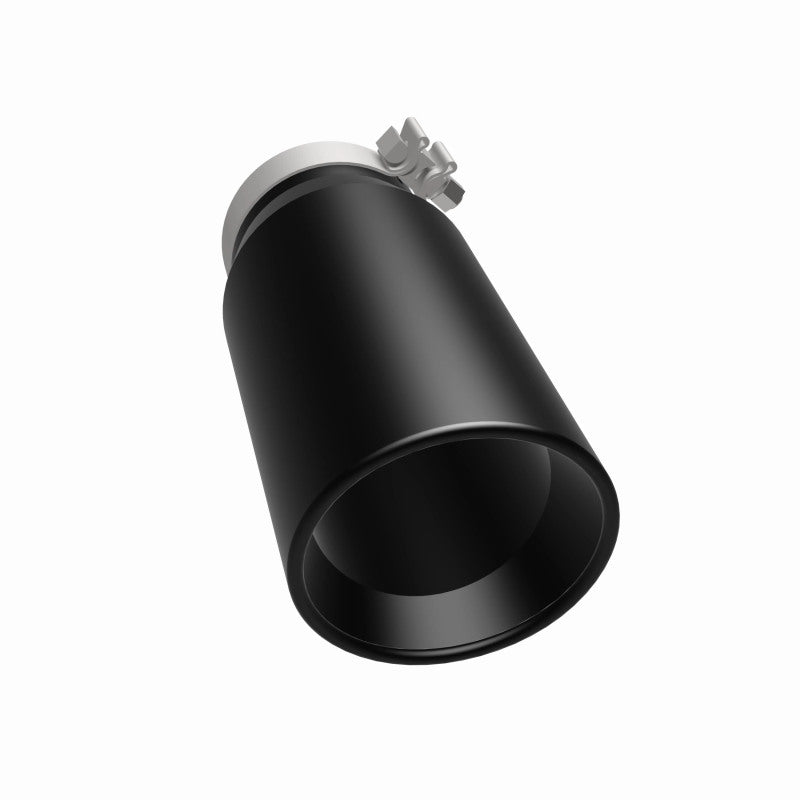 MagnaFlow Tip Stainless Black Coated Single Double Round Single Outlet 5in Dia 4in Inlet 13in L