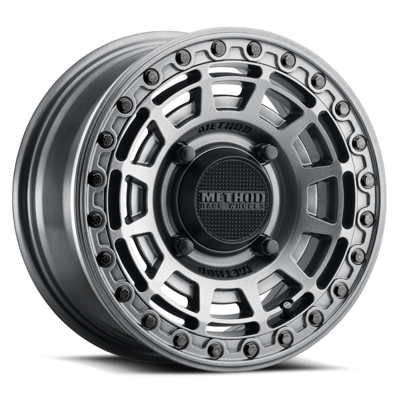 Method MR415 Beadlock 15x7 / 5+2/38mm Offset / 5x4.5 / 76 CB Graphite Wheel - Gloss Graphite Ring