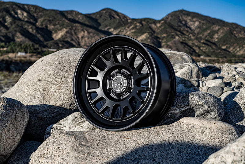 ICON Anza 17x8.5 5x5 -6mm Offset 4.5in BS 71.5mm Hub Bore Satin Black Wheel