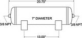Firestone Air Tank 3 Gallon 7in. x 20.75in. (2) 3/8in. NPT Ports 150 PSI Max - Black (WR17609229)