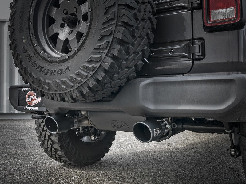 aFe Rebel Series 409 Stainless Steel Cat-Back Exhaust 18-21 Jeep Wrangler JL 2.0L (t) - Black Tip