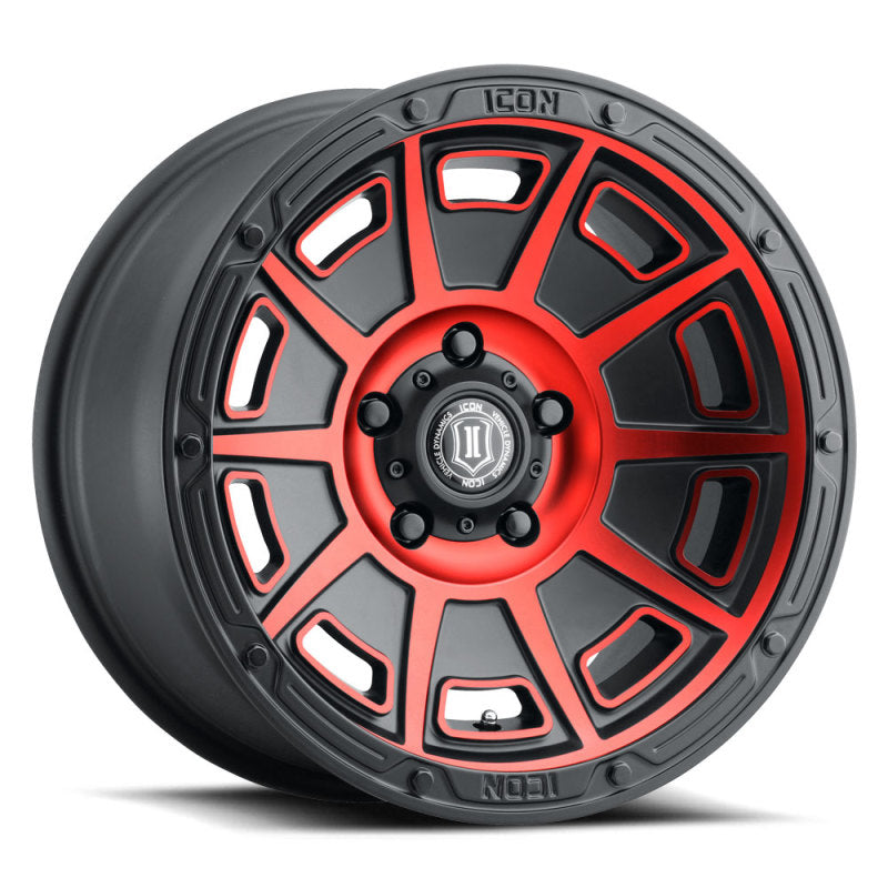 ICON Victory 17x8.5 5x5 -6mm Offset 4.5in BS Satin Black w/Red Tint Wheel