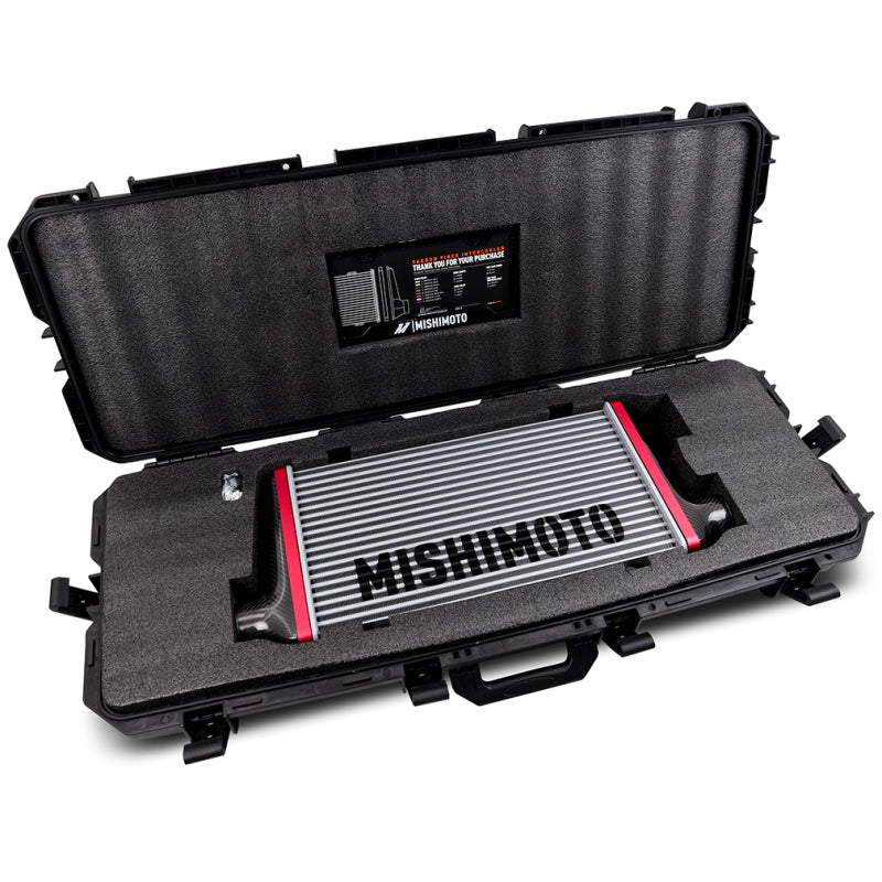 Mishimoto Universal Carbon Fiber Intercooler - Gloss Tanks - 525mm Gold Core - C-Flow - G V-Band