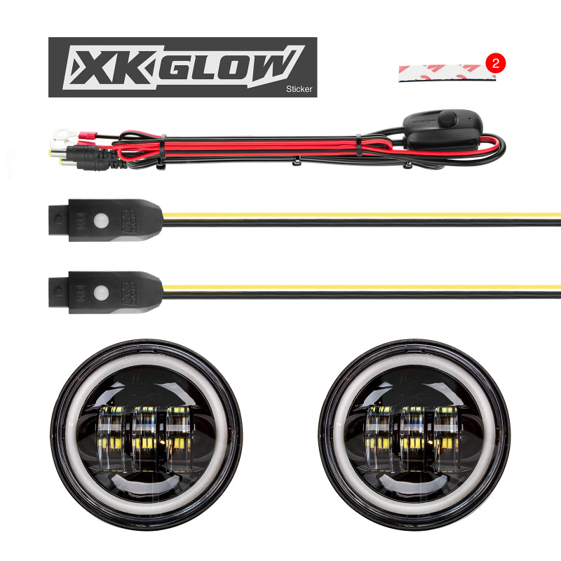 XK Glow 4.5In Chrome RGB LED Harley Running Light XKchrome Bluetooth App Controlled Kit