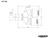 MBRP Burnt End Tip 2.5 ID, Dual 3.5 OD Out, 9.5 length, Single wall 304 Stainless Steel