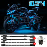 XK Glow Strips Single Color XKGLOW LED Accent Light Motorcycle Kit Light Blue - 10xPod + 4x8In