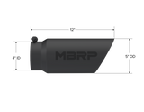 MBRP Universal Tip 5 O.D. Dual Wall Angled 4 inlet 12 length - Black Finish