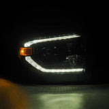 AlphaRex 14-21 Toyota Tundra LUXX-Series LED Proj Headlights Alpha-Blk w/Actv Light & Seq. Sig + DRL