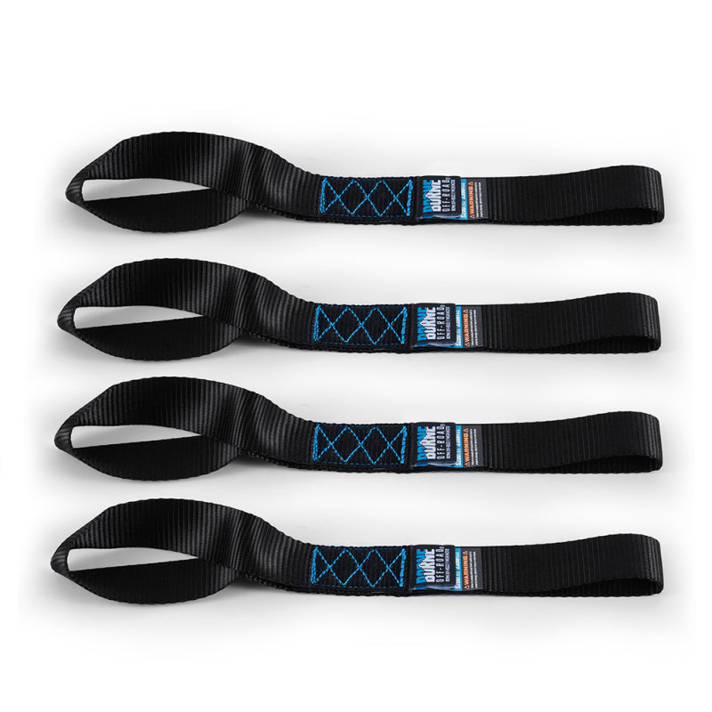 Borne Off-Road Heavy-Duty Ratchet Tie-Down Kit (4-Pack) - Black