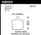 Hawk DTC-60 Wilwood DL Single Outlaw w/ 0.156in Center Hole Race Brake Pads