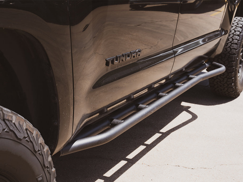 Cali Raised 14-21 Toyota Tundra Trail Edition Rock Sliders - Kick Out / Powder Coat