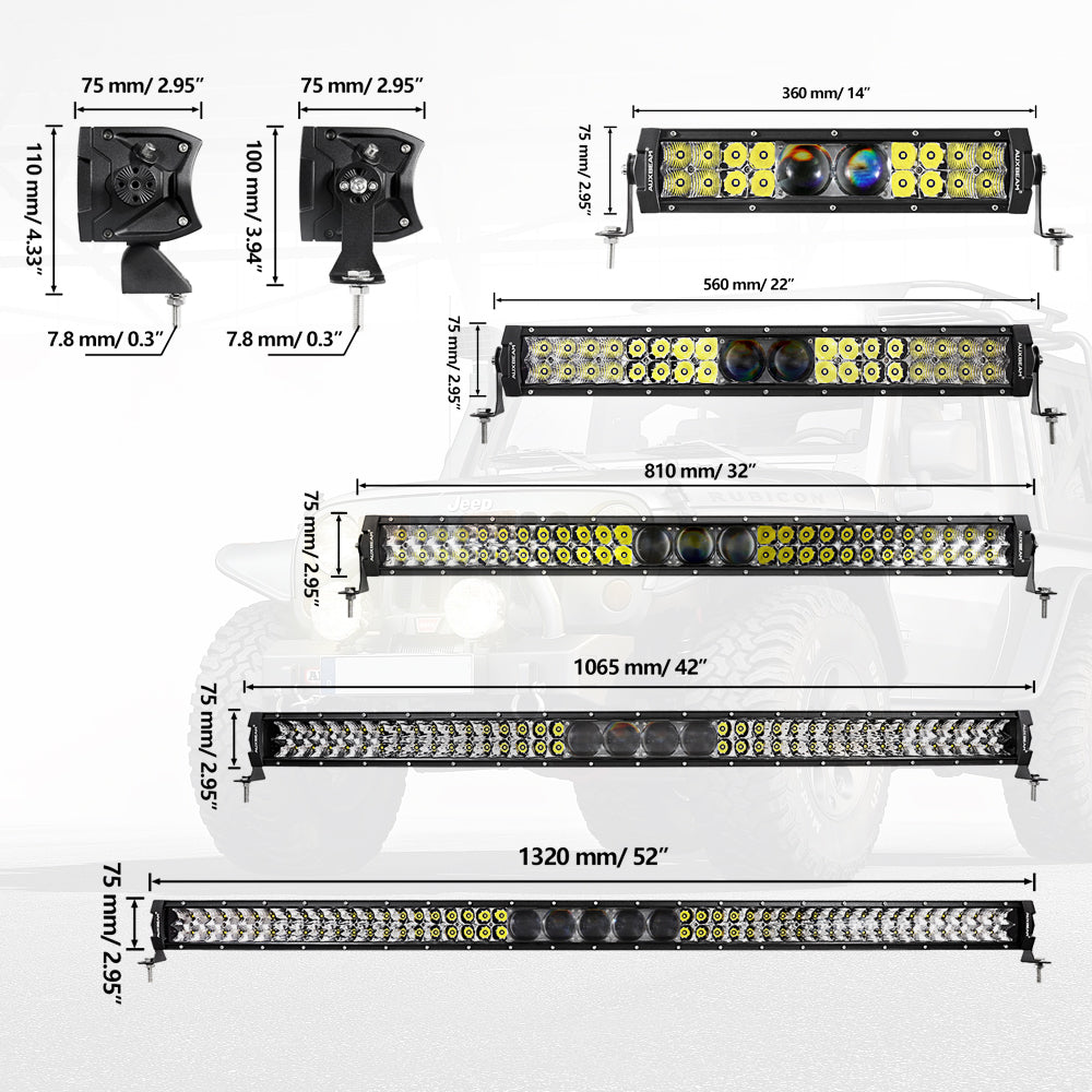 5D-PRO Series LED Light Bar with 5D Projectors for ATV UTV