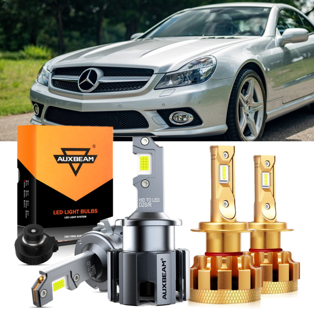 For 2007-2008 Mercedes-Benz SL550 with HID headlamps LED Light Bulbs High Low Beam Bundle