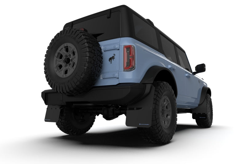 Rally Armor 21-24 Ford Bronco (Steel Bmpr + RR - NO Rptr/Sprt) Blk Mud Flap w/Area Blue Logo