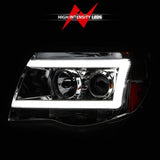 ANZO 2005-2011 Toyota Tacoma Projector Headlights w/ Light Bar Chrome Housing