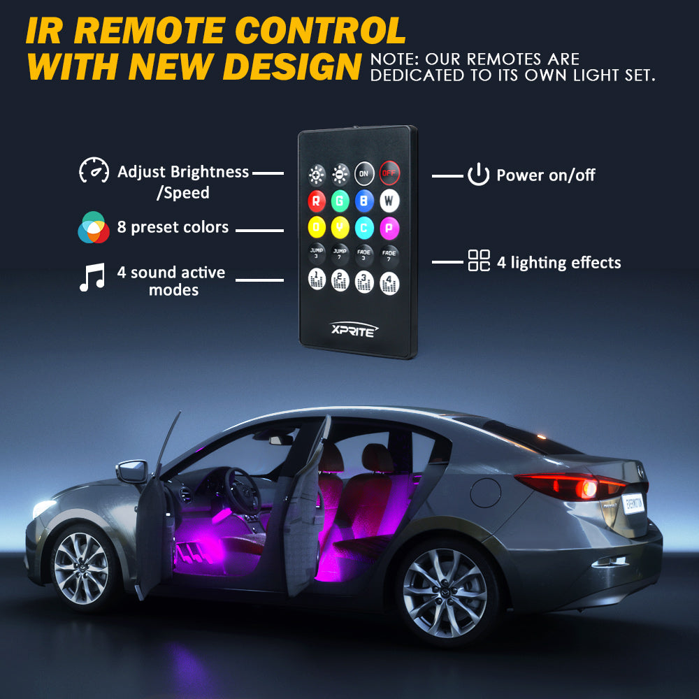 Interior 4PC RGB LED Car Light Set Design