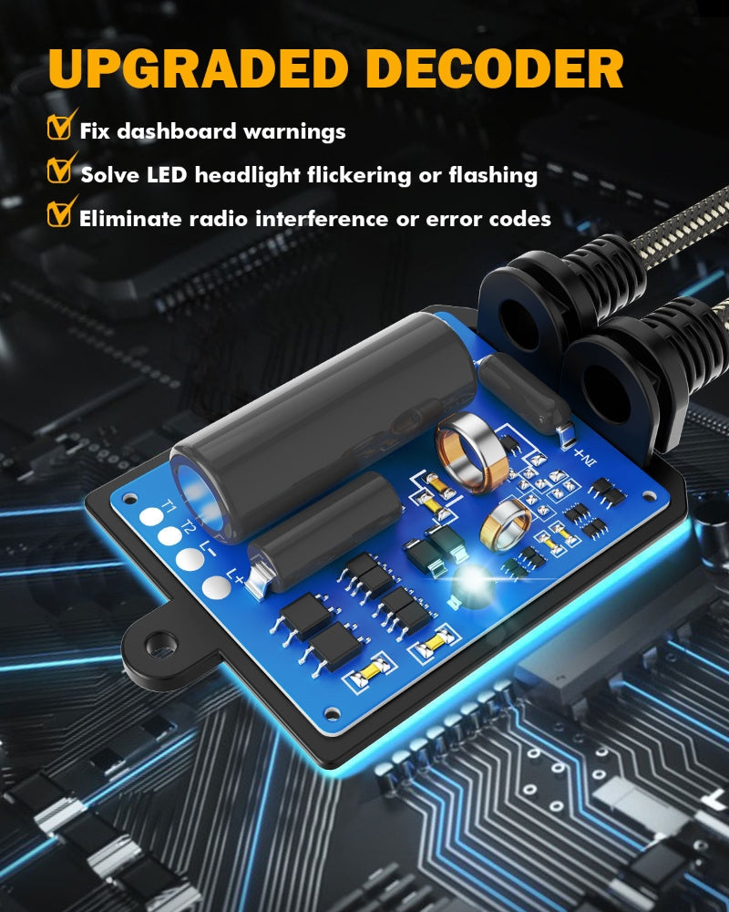 H7 C20-Model Decoder-Pro Enhanced Led Headlight Bulbs Canbus Decoder Harness Resistor Conversion Kit 2pcs/set