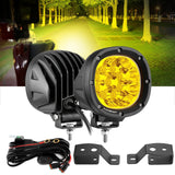 4 Inch 90W Round LED Driving Lights Spot Yellow with A-Pillar Mounting Bracket For Ford Bronco 2/4 Door 2021 2022