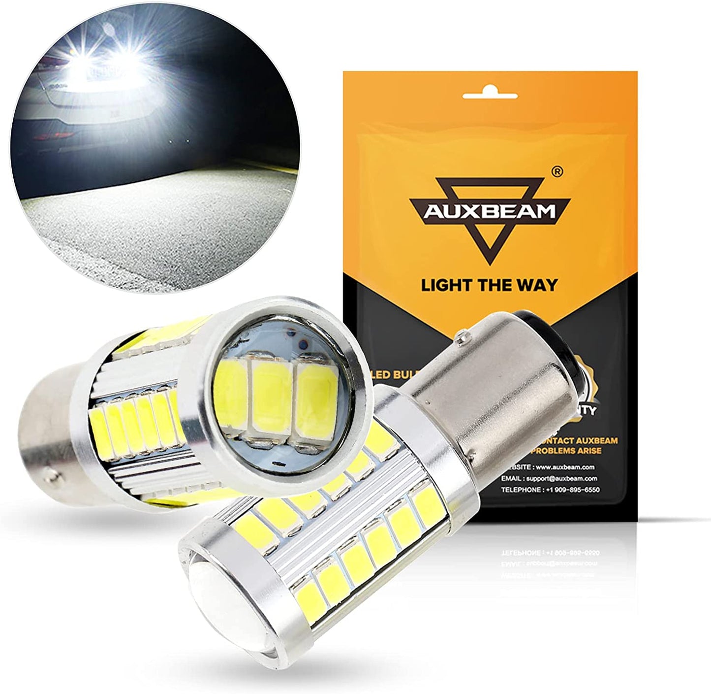 1157 BAY15D LED  Backup Reverse/Turn Signal/Brake Tail/Side Marker Light Bulbs 20W 4000LM 6500K White 33LED Series | 2 Bulbs