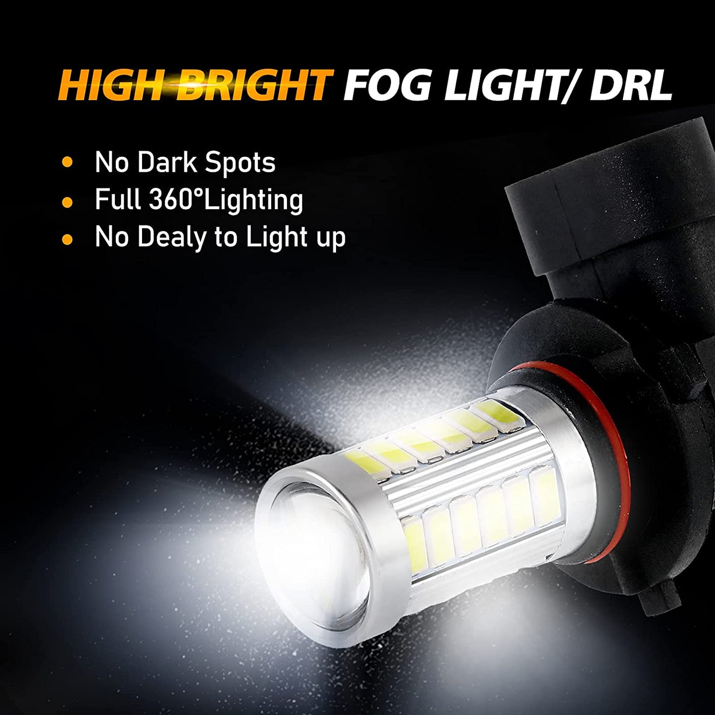 H10 9145 9140 HB3 LED Fog Light/DRL 50W 4000LM 6500K White 33LED Series | 2 Bulbs