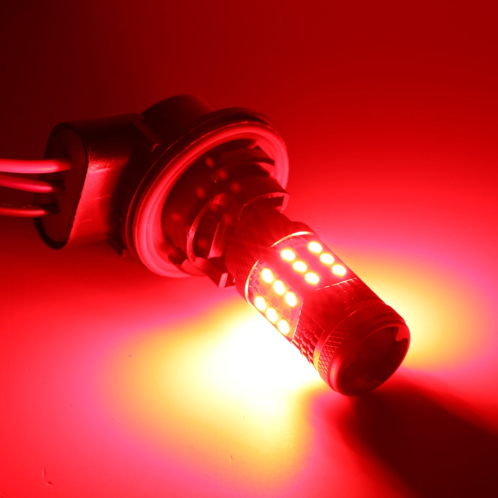 T25 3157 3156 LED Brake/Tail Light Bulbs 56W 600% High Brightness CAN-Bus Error Free Red Strobe Flashing B21 Series Strobe | 2 Bulbs