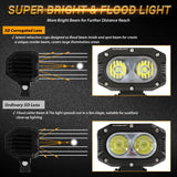 4 Inch 30W Corrugated Lens Flood Beam LED Pods Lights with Dual A-Pillar Mounting Bracket For Ford Bronco 2/4 Door 2021 2022