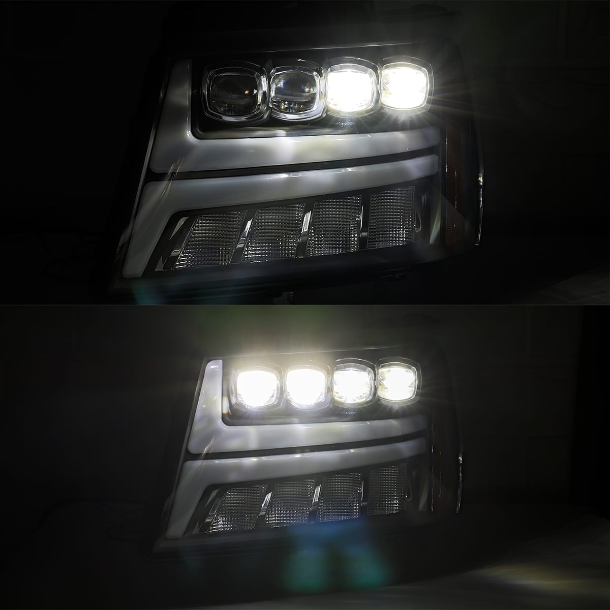 AlphaRex-LED Projector Headlights Plank Style Design Black