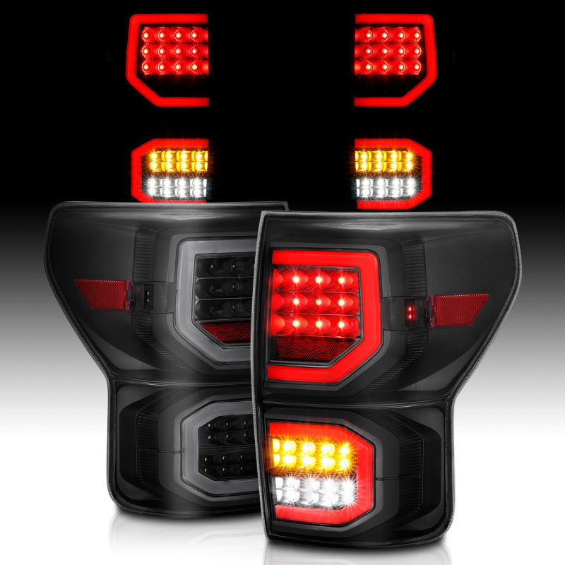 ANZO 2007-2013 Toyota Tundra LED Taillights Plank Style Black w/Smoke Lens