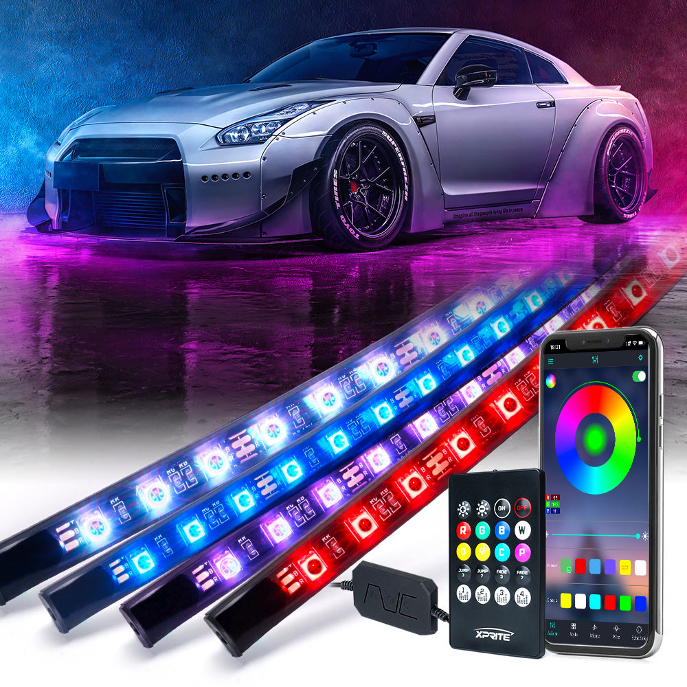 Xprite Battle Series RGB LED Underbody Glow Kit with Remote Control and Bluetooth