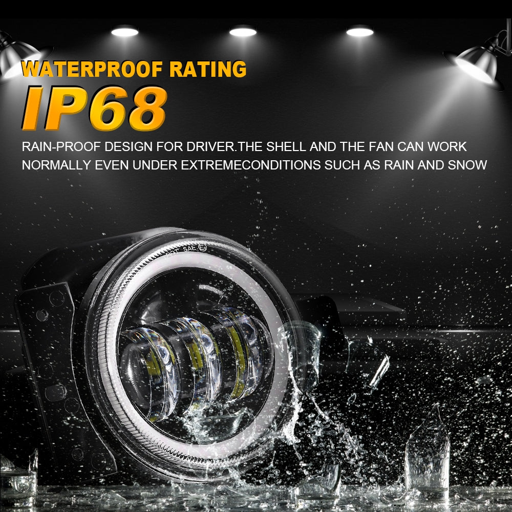 9'' ROUND 100W LED HEADLIGHTS WITH DRL & 4'' 30W LED FOG LIGHTS FOR 2018-2022 JEEP WRANGLER JL