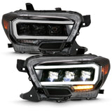 ANZO 2016-2018 Toyota Tacoma LED Projector Headlights Plank Style Black w/ Amber