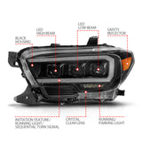 ANZO 16-22 Toyota Tacoma LED Projector Headlights w/ Light Bar Sequential Black Housing w/Initiation